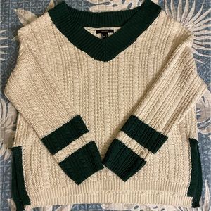 Forever 21 small cream/dark green sweater